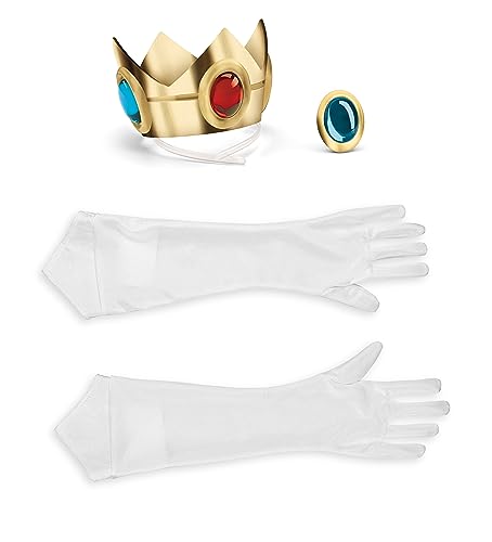 Disguise Women's Nintendo Super Mario Bros.Princess Peach Adult Costume Accessory Kit, Gold/Red/Green/White, One Size