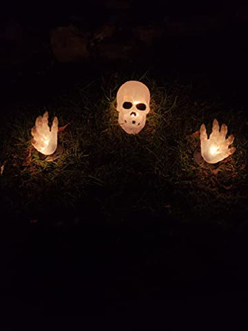 Fantasia Inc. Light up Skull and Skeletal Hands Ground Breaker Decoration Indoor / Outdoor (White Light)