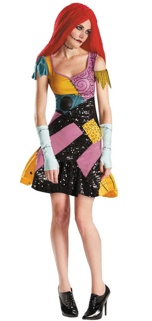 Disguise Tim Burtons The Nightmare Before Christmas Sally Glam Adult Costume,Yellow/Black/Purple,Medium/8-10 - M (8-10) / Yellow/Black/Purple
