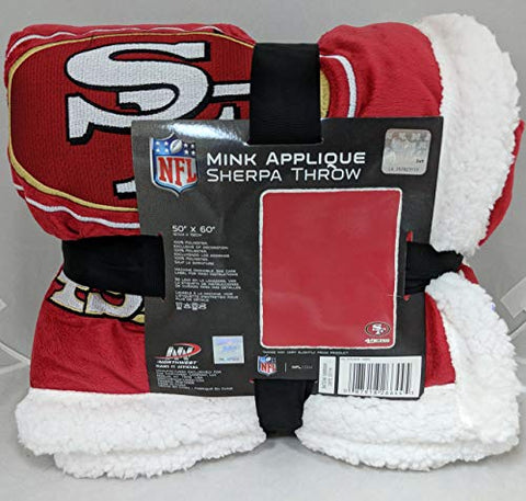 Northwest San Francisco 49ers Mink Appique Sherpa Throw 50 x 60 Inches