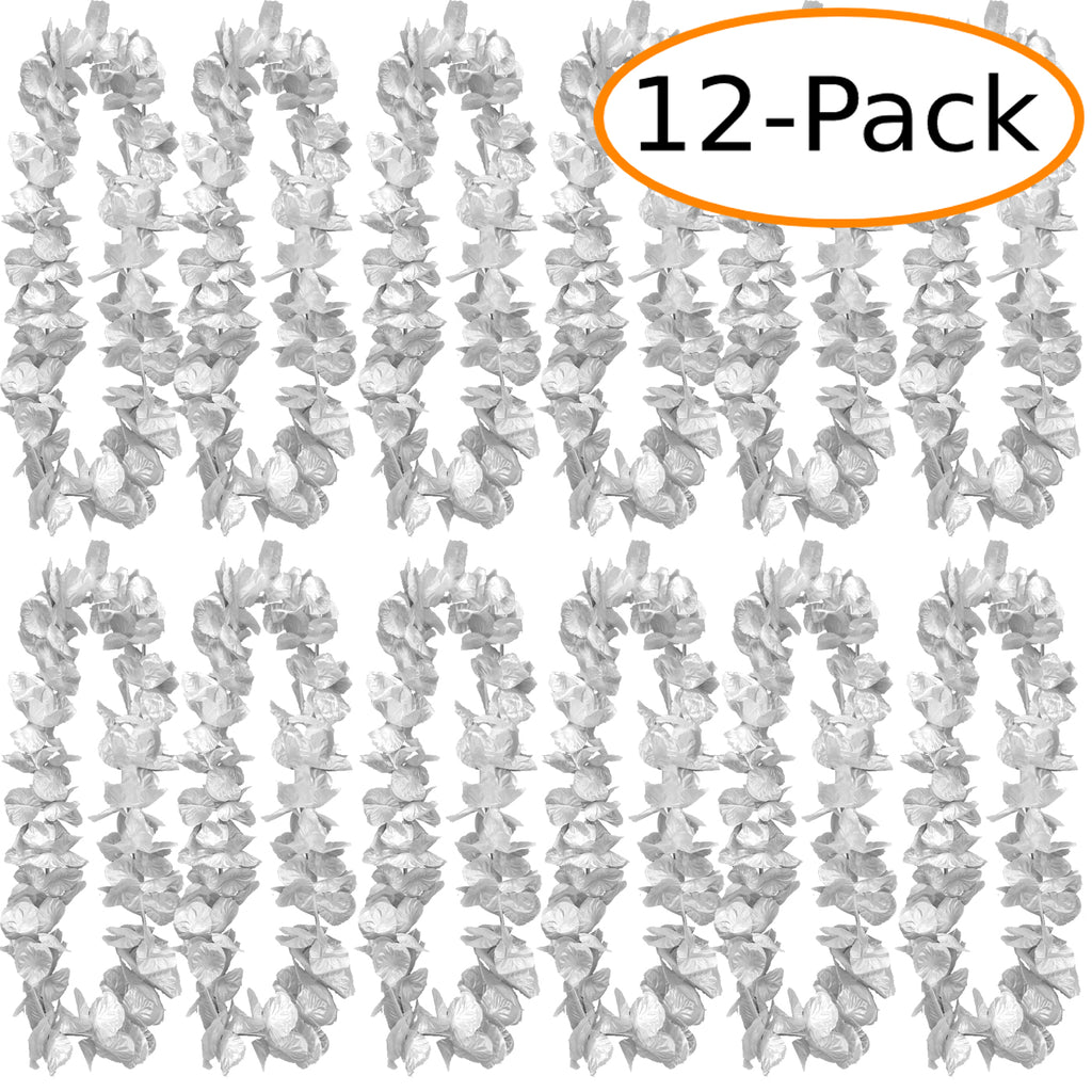 1 Dozen Lush 48" Hawaiian Leis - Silver