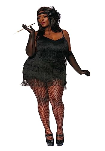 Dreamgirl Womens Sexy Black Fringe Flapper Dress Costume, 20s Great Gatsby, Adult Halloween Costume - Medium