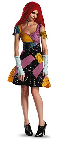 Disguise Tim Burtons The Nightmare Before Christmas Sally Glam Adult Costume,Yellow/Black/Purple,Medium/8-10