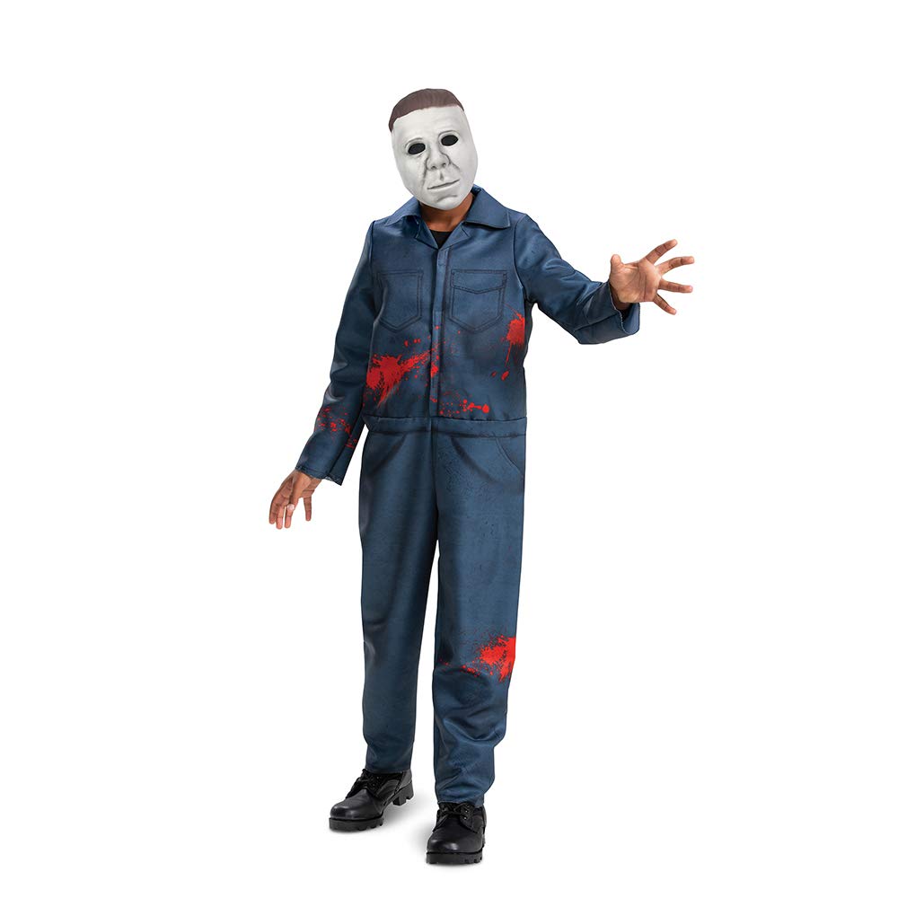 Michael Myers Costume for Kids, Official Halloween 2 Costume Jumpsuit and Mask, Classic Child Size Large (10-12) Multicolored