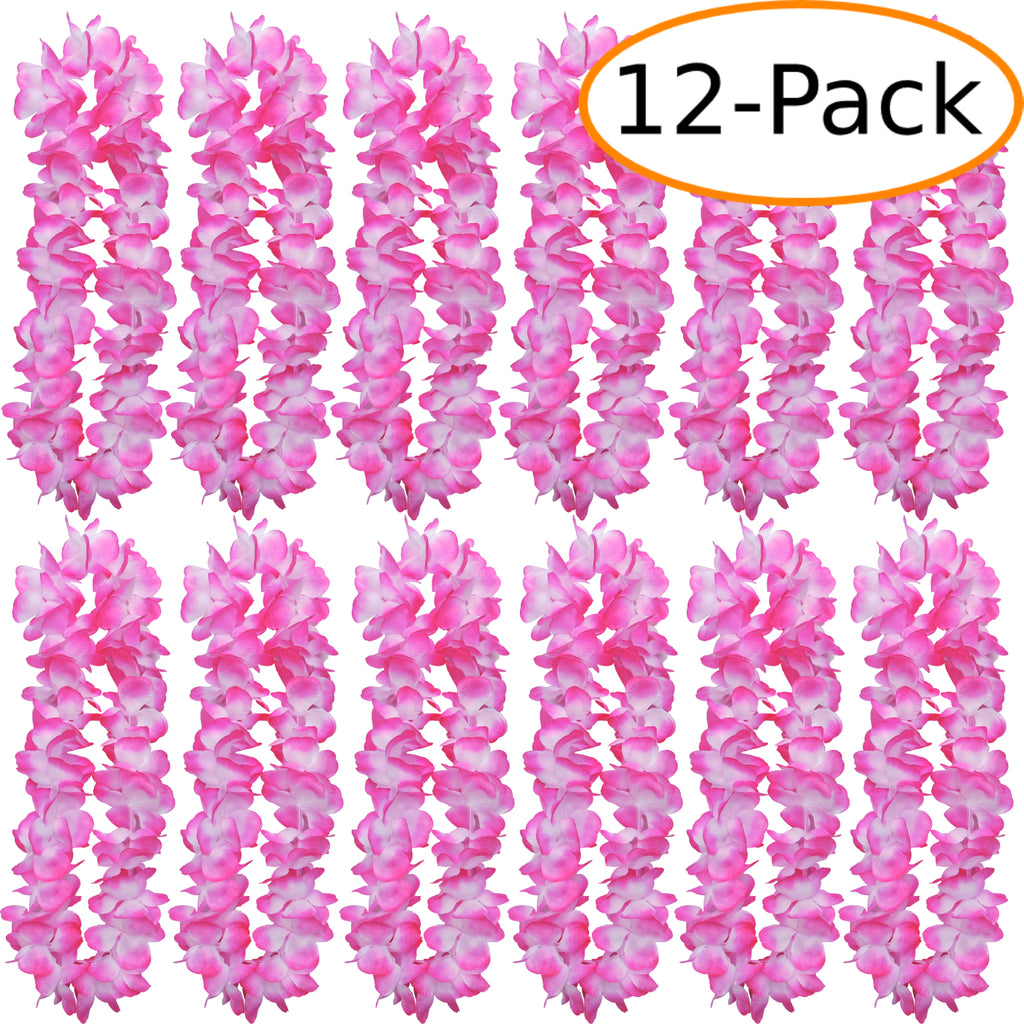 Two-Tone Lush 48" Hawaiian Leis (12-Pack) - Pink