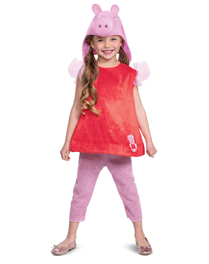 Disguise Peppa Pig Costume for Girls, Official Nick Jr Character Jumpsuit Dress and Hat, Classic Toddler Size Large (4-6x)
