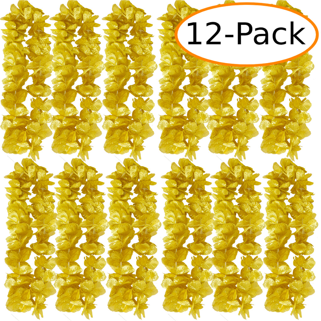 1 Dozen Lush 48" Hawaiian Leis - Gold