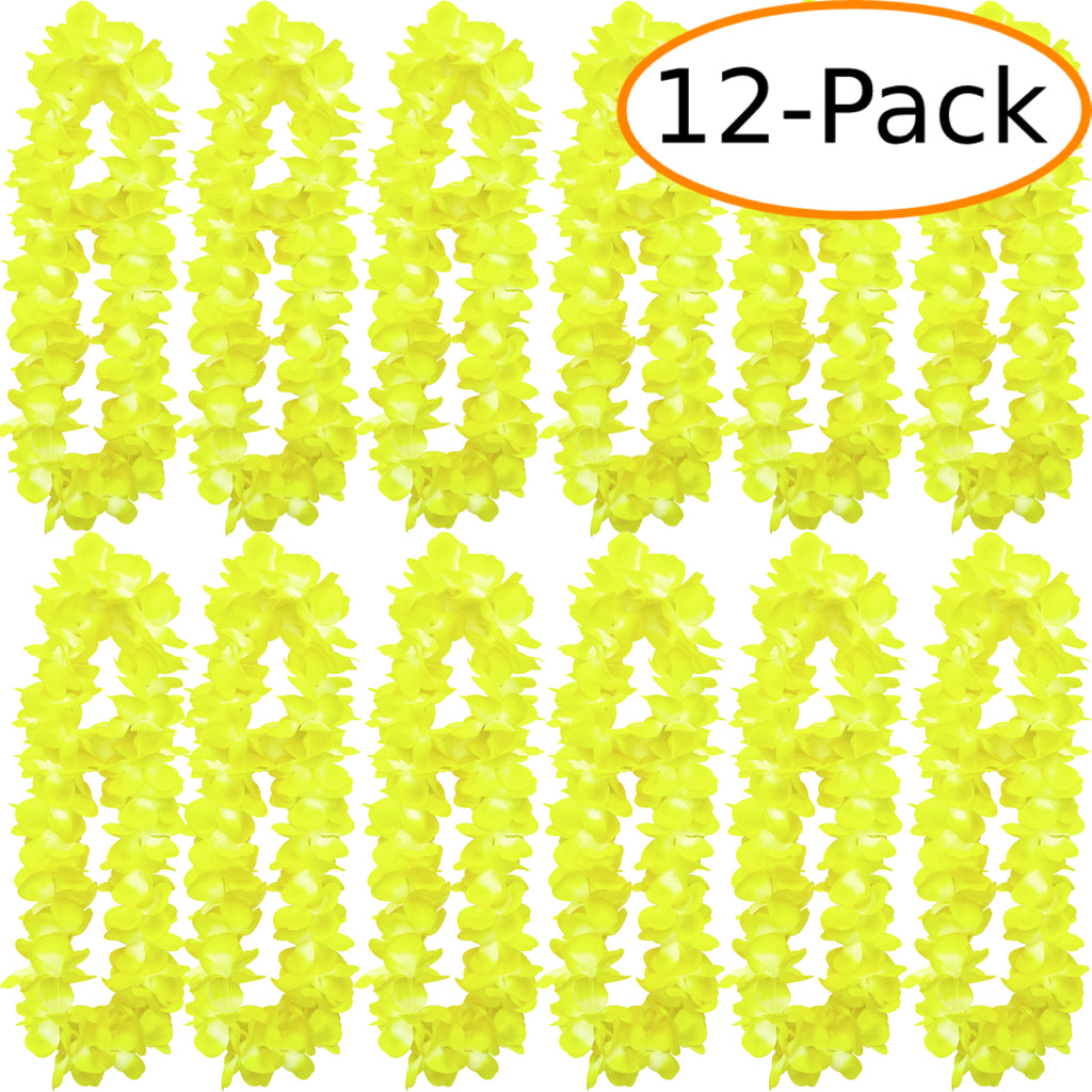 Two-Tone Lush 48" Hawaiian Leis (12-Pack) - Yellow