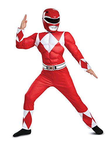 Disguise Red Ranger Classic Muscle Child Costume, Red - Large (10-12) / 120.0 months