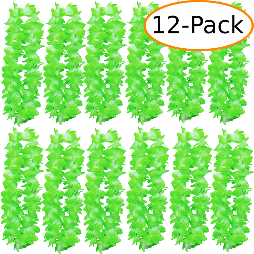 Two-Tone Lush 48" Hawaiian Leis (12-Pack) - Green