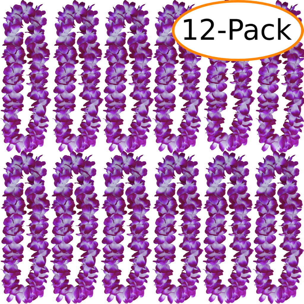 Two-Tone Lush 48" Hawaiian Leis (12-Pack) - Purple