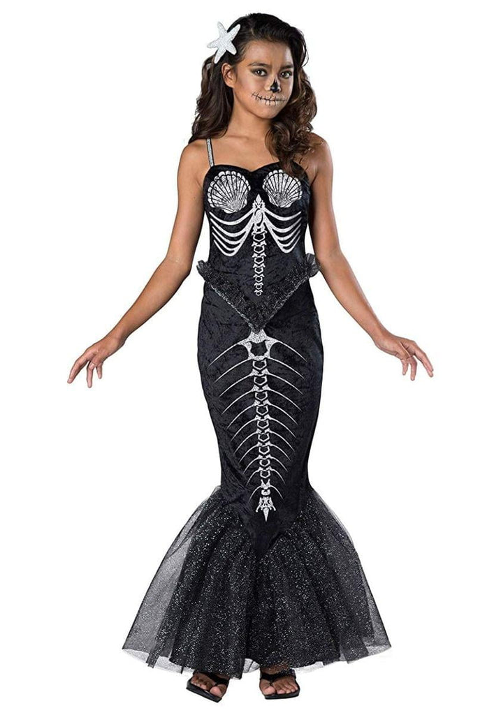 Girl's Skeleton Mermaid Costume - Large