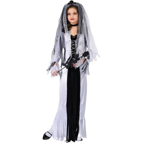 Skeleton Bride Girl Kids Halloween Costume Large