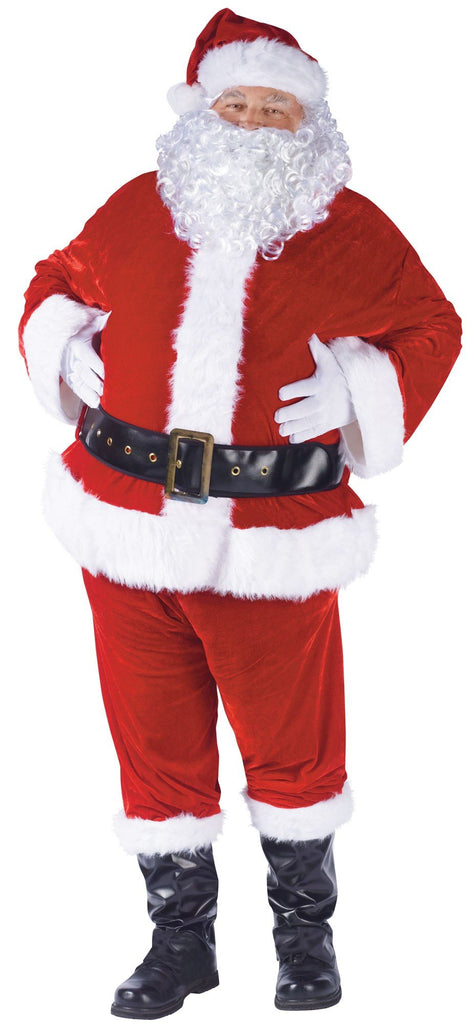 Fun World Costumes Men's Plus-Size Plus Size Adult Complete Velour Santa Suit, Red/White, X-Large