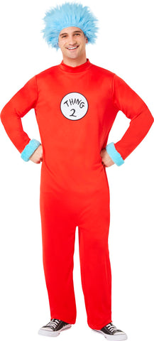 InSpirit Designs Dr. Seuss Adult Thing 1 and Thing 2 Jumpsuit Costume | Officially Licensed | Adult Costumes | Couple costume | Attachable Velcro Patches, M