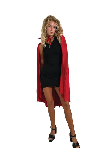 Mid-Length Collared Cape - Red