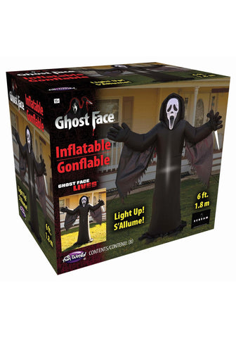 Fun World Ghost Face Lawn Inflatable, 6' Tall, Black