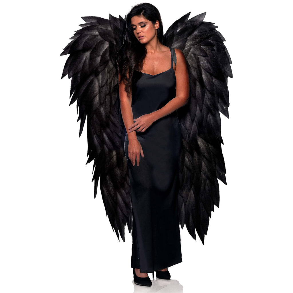 UNDERWRAPS Large Costume Angel Wings - Adult Huge Angel Wings Halloween Costume, 5 Feet Long Photoshoot Prop Wings for Men & Women, (Full Length Wings, Black), (30679 OS)