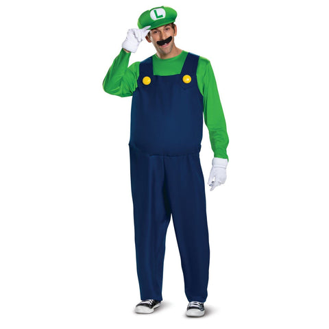 Disguise Men's Luigi Deluxe Adult Costume, Green, XL (42-46) - XL (42-46) / Green #0