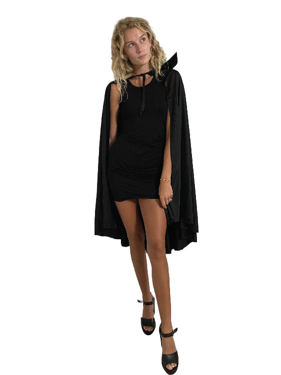 Mid-Length Collared Cape - Black