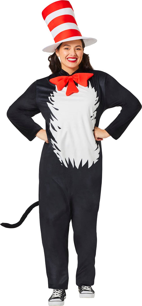 InSpirit Designs Dr. Seuss Adult Cat in the Hat Union Suit | Officially Licensed | Jumpsuit Costume, L