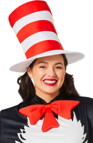 InSpirit Designs The Cat in the Hat Adult Hat and Bow Tie Set | Officially Licensed | Dr. Seuss Accessories | Halloween Outfits