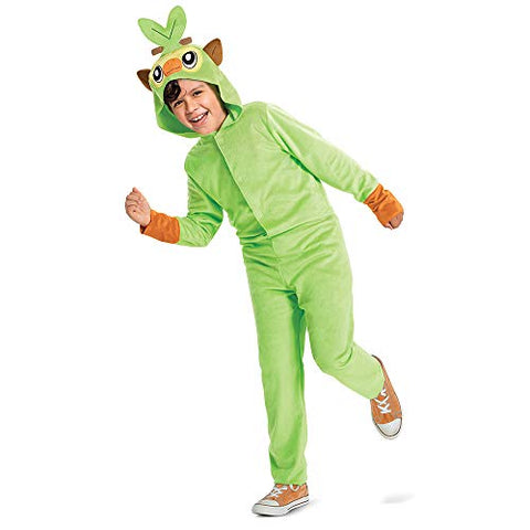 Grookey Pokemon Kids Costume, Official Pokemon Hooded Jumpsuit with Ears, Classic Size Medium (7-8) Multicolored - Medium (7-8) #1