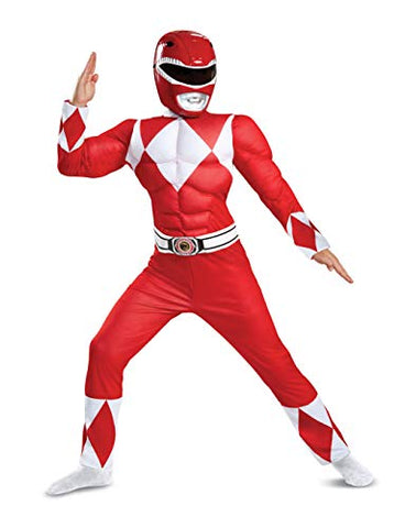Disguise Red Ranger Classic Muscle Child Costume, Red, Large/(10-12) - Red #6 / Medium (7-8) #7