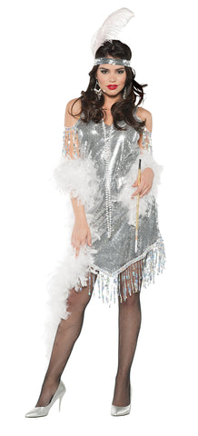UNDERWRAPS Women's Flapper Costume Swingin-Silver, Large