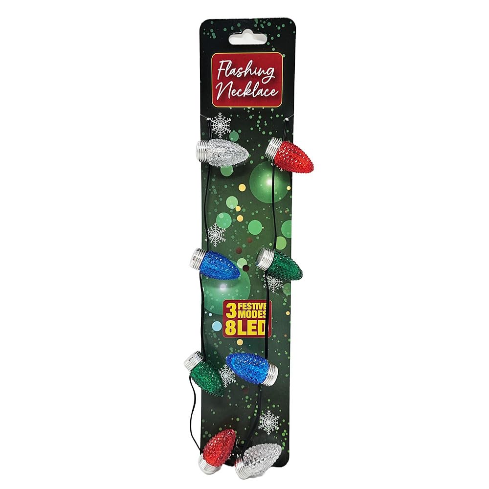 LED Christmas Bulb Necklaces - 4 Pack