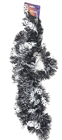 9' Tinsel Garland With Skulls