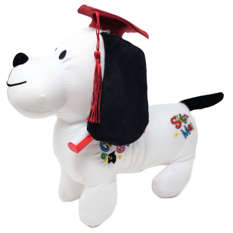 11" Autograph Grad Dog - Burgundy