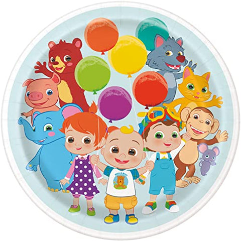 Unique Cocomelon Round Dinner (8 Pk) 9" Plates, 9", Multicolor