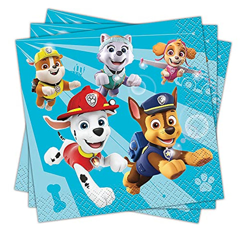 Unique Paw Patrol Paper Beverage Napkins-16 Pcs, 5" X 5", Multicolor