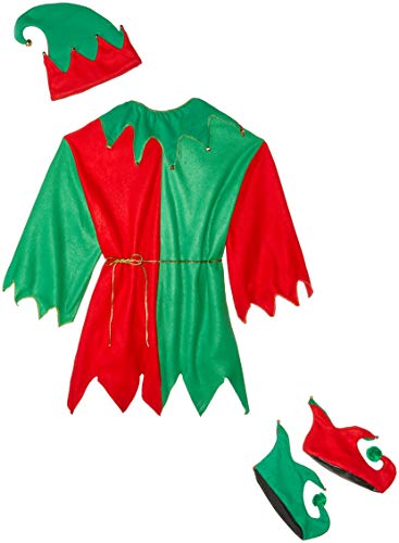 Fun World Costumes Men's Adult Promotional Elf Set. Hat Tunic Shoes, Red/Green, One Size