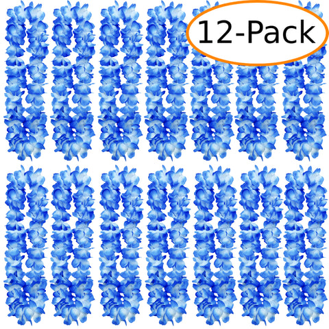 Two-Tone Lush 48" Hawaiian Leis (12-Pack) - Blue