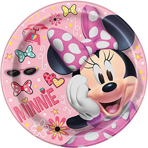 Unique 79235 Minnie Mouse Iconic Dinner Party Paper Plate, 9", 8 Ct., Multicolor