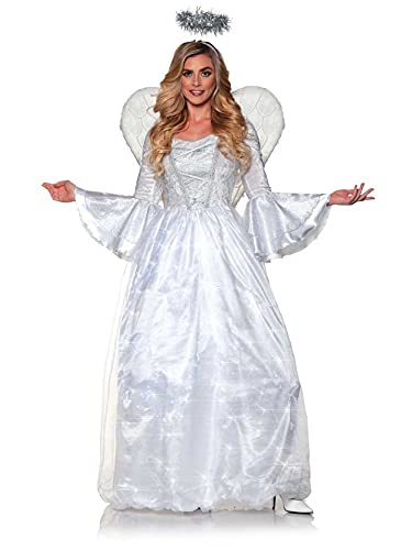 UNDERWRAPS Heavenly White Dress - Light Up Full Length Angel Halloween Costume for Women, Deluxe Heavenly Halloween Dress with Wings and Halo, Medium (8-10)