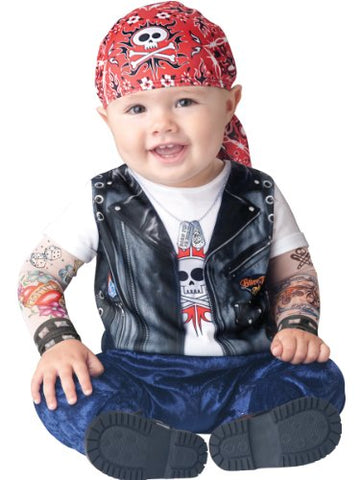 InCharacter Baby Boy's Born To Be Wild Biker Costume, Black/Red, Medium by Fun World