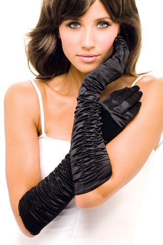 Paper Magic Women's French Kiss Long Ruffled Gloves, Black, One Size