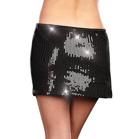 Dreamgirl Sequin Starter Skirt, Black, Small