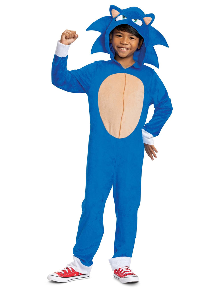 Sonic the Hedgehog Costume, Official Sonic Movie Costume and Headpiece, Kids Size Small (4-6)