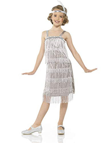 Roaring 20s 1920 Silver Flapper Dress Girl's Costume Large 7-8