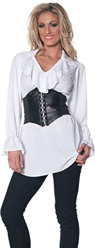 Underwraps Women's Pirate Ruffled Blouse, White, Large