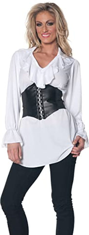 Underwraps Women's Pirate Ruffled Blouse, White, Large