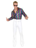 Charades Men's Swirl Disco Shirt, Rainbow Glitter, Small