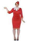 Smiffys Women's XXXL-US Size 26-28 Curves Air Hostess Costume, Red