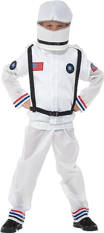 Astronaut Suit and Helmet Costume - Halloween Boy's Space Cadet, White, Small