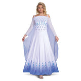 Disguise Womens Elsa Costume, Official Disney Frozen 2 Apparel Dress Adult Sized, White & Blue, Large 12-14 US