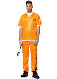 Jail Convict Costume - Halloween Mens Orange Prisoner Shirt Trousers, X-Large